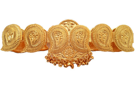 Plain Gold Mango Design Waist Belt - Oddiyannam