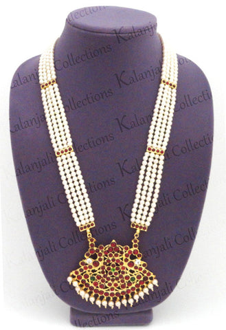 Temple Design 4 Lines Pearl Long Necklace LN2019