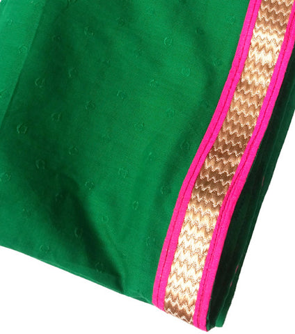 Dance Practice Chunni for Kids - Green with Pink Zari Border