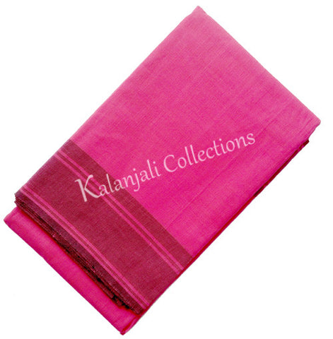 Plain Dance Practice Saree - Hot Pink with light black border