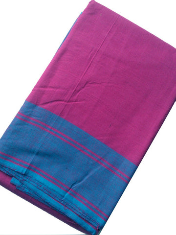 Plain Dance Practice Saree Dark Purple Pink with Blue plain border