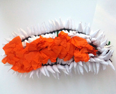 Paper Flower 3 row Band White and Orange - Sharp