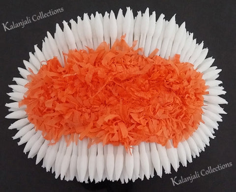 Plastic White and Orange Oval Flower Band