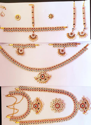 Multi Color Stones Mango Dance Jewelry Set Kuchipudi Bharatanatyam STNSET819