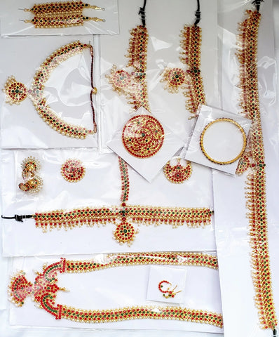 Multi Color Stones Dance Jewelry Set Kuchipudi Bharatanatyam STNSET818
