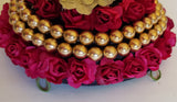 Hair Bun Decorated with mini Roses and Pearls