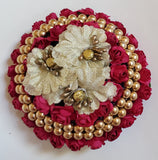 Hair Bun Decorated with mini Roses and Pearls