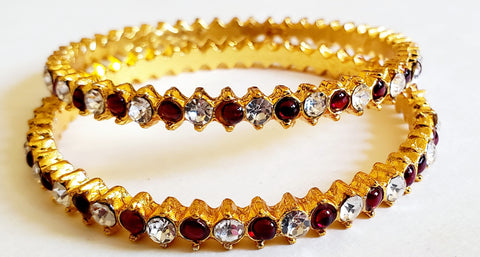 White and Maroon Stones Imitation Bangles