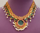 Kerala Green Enamel Palakka Short Haaram - SN2244