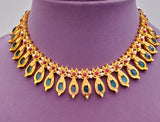 Sapphire Enamel Palakka Kerala Short Necklace - SN2241
