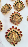 Multi Color Enamel Peacock Jada Billa 9 Pieces