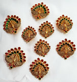 Multi Color Enamel Peacock Jada Billa 9 Pieces