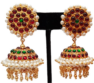 Green Kempu Pearl Jhumki Earrings - JMK2530G