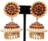 Red Kempu Pearl Jhumki Earrings - JMK2530R