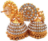 Elegant White Stones Jhumki Earrings-JMK343