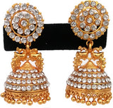 Elegant White Stones Jhumki Earrings-JMK343