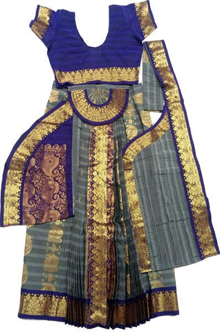 Bharatanatyam Skirt Dress Grey Dark Blue