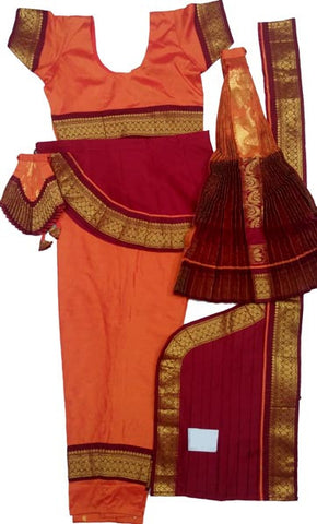 Bharatanatyam Dress Golden Orange Maroon