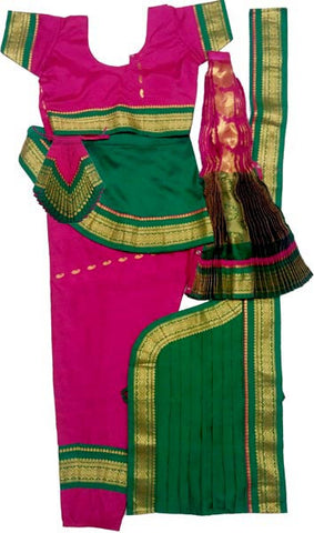Bharatanatyam Dress Deep Pink Dark Green