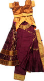 Bharatanatyam Dress Dark Coffee Mustard Yellow