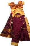 Bharatanatyam Dress Dark Coffee Mustard Yellow