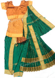 green and orange kuchipudi costume