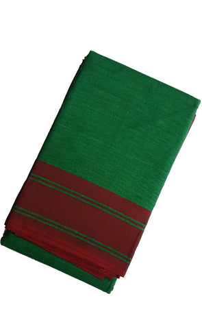 Dance Practice Saree - Plain Dark Green Maroon Border