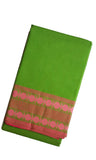 Dance Practice Saree - Rudhraksha Design Parrot Green Pink Border