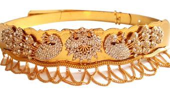 Peacock Design White Stone Waist Belt