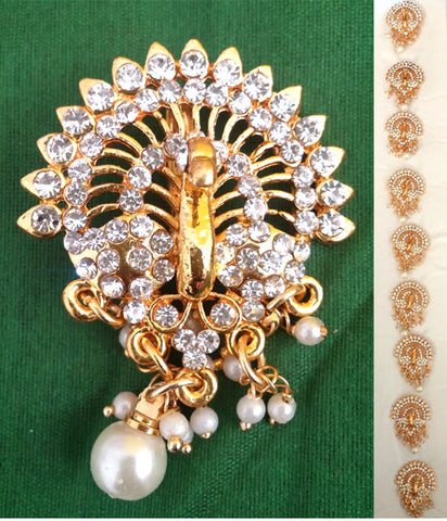 White Stone Peacock Jada Billa 9 Pieces