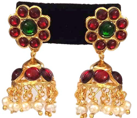 Kempu Pearl Jhumki Earrings - JMK2506