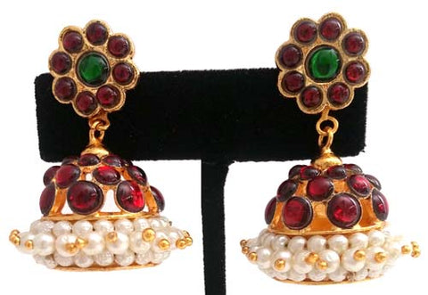 Kempu Pearl Jhumki Earrings - JMK2511