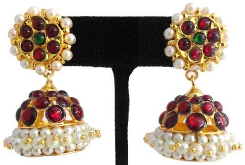 Kempu Pearl Jhumki Earrings - JMK2512