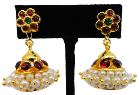 Kempu Pearl Jhumki Earrings - JMK2513
