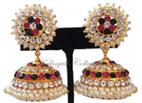 Elegant Multi Color Stones Jhumki Earrings - JMK2519M