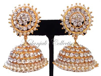 Elegant White Stones Jhumki Earrings - JMK2519W