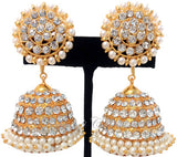 White Stones Jhumki Earrings - JMK2520W