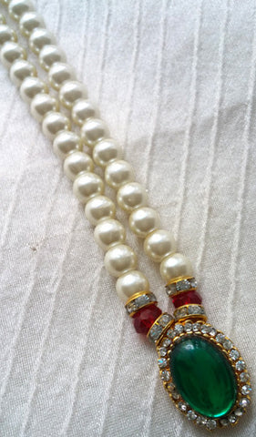 Krishna Costume Jewelry 1 Step Pearl Necklace