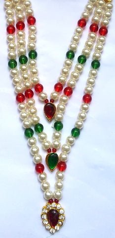 Krishna Costume Jewelry 3 Step Pearl Necklace