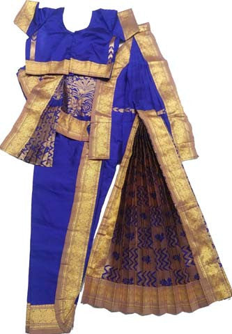 Readymade Kuchipudi Dress Blue with Gold