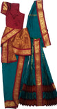Maroon & Peacock Green Ready to Wear Kuchipudi Dance Costume. 
