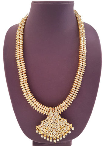 White Stones Bharatanatyam Kuchipudi Long Necklace Haaram-LN2003