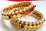 Imitation Fancy Bangle - Laxmi Kaasu with White Pearl
