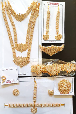 Lotus Design White Stones Dance Jewelry Set STNSET810