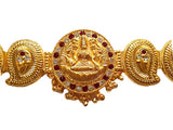 Adult Size Red & White Stones Plain Gold Mango Belt