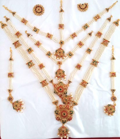 Multi Color Stones Dance Jewelry Set Kuchipudi Bharatanatyam STNSET803