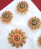 Multi Color Stones Pearl Dance Jewelry Set Kuchipudi Bharatanatyam STNSET806