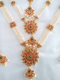 Multi Color Stones Pearl Dance Jewelry Set Kuchipudi Bharatanatyam STNSET806