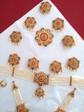 Multi Color Stones Pearl Dance Jewelry Set Kuchipudi Bharatanatyam STNSET806