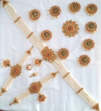 Multi Color Stones Pearl Dance Jewelry Set Kuchipudi Bharatanatyam STNSET806